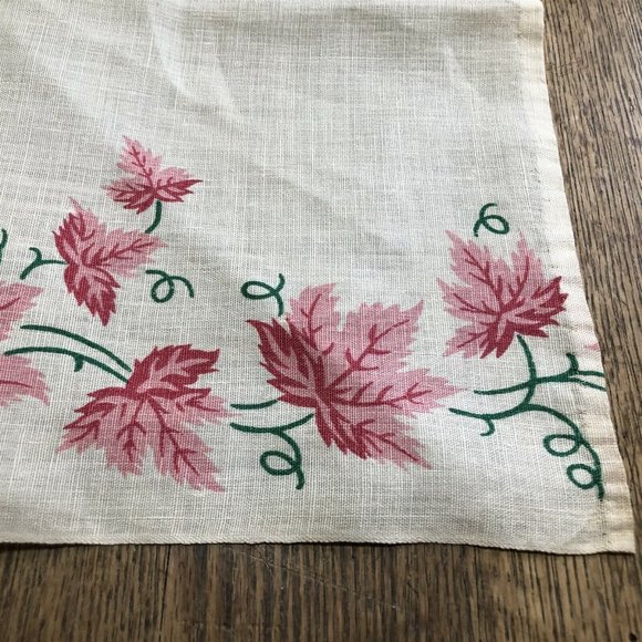 Vintage Table Runner Dresser Scarf Pink Leaves Border Rectangle - Picture 5 of 9